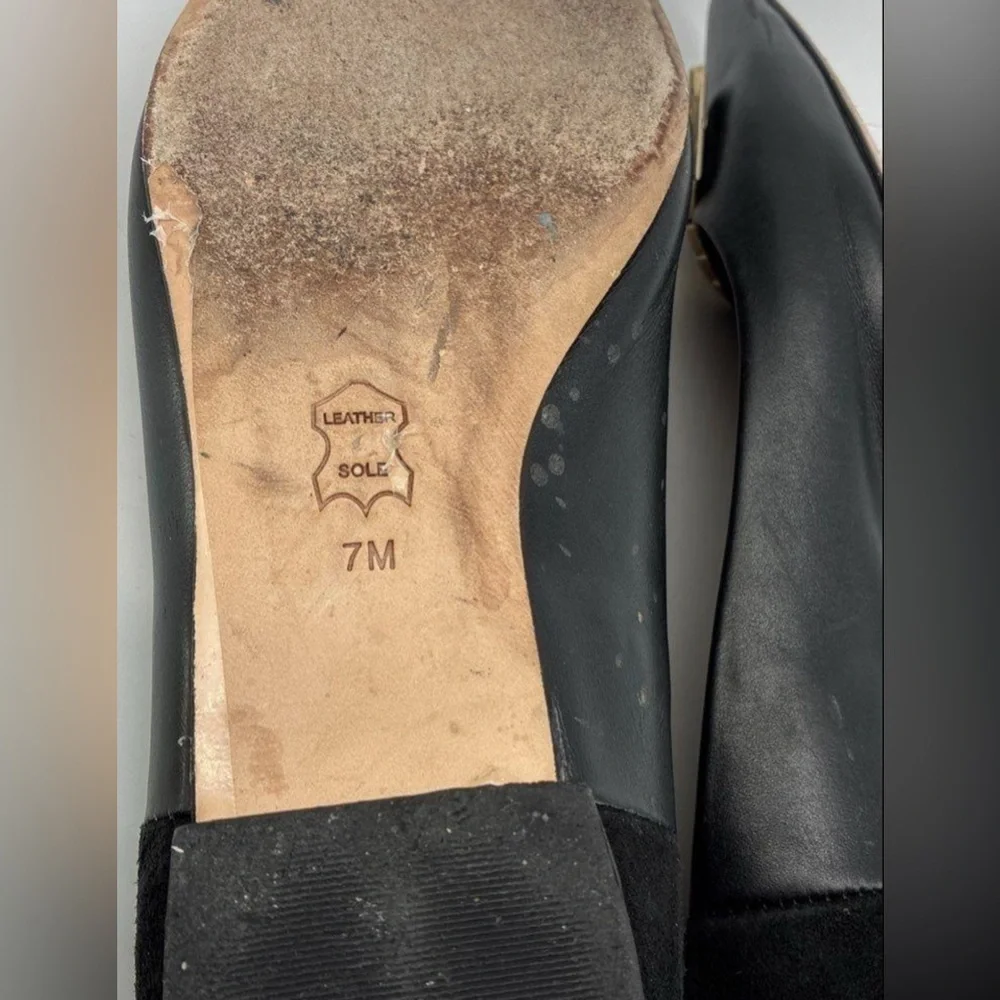 TORY BURCH Suede-trimmed Embellished Leather Point-toe Flats In Perfect Black 7